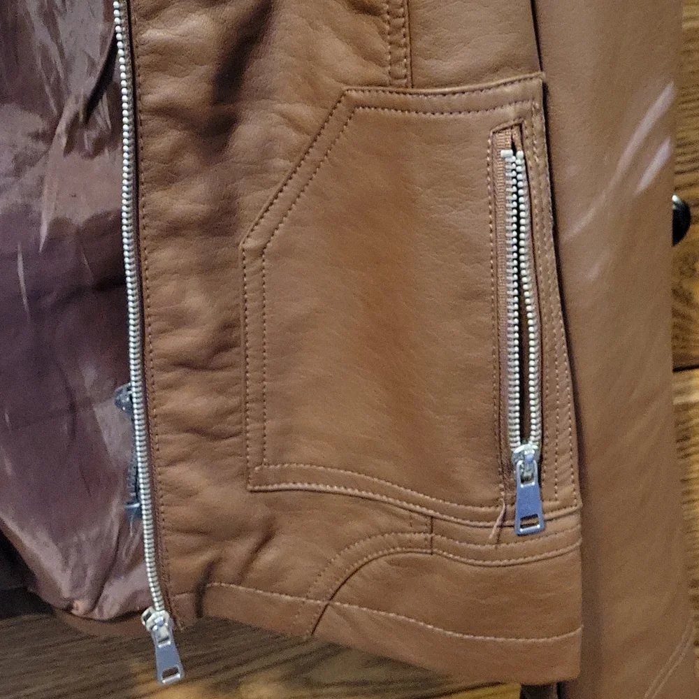 Brown leather jacket with liner - Picture 4 of 7